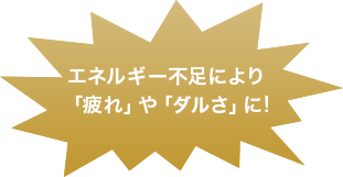 エネルギー不足により「疲れ」や「ダルさ」に！
